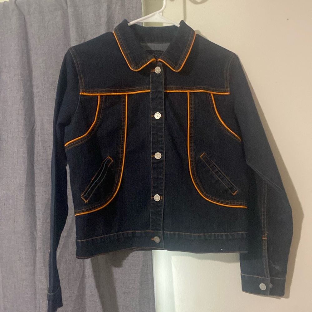 Crest Jeans denim jacket with orange piping